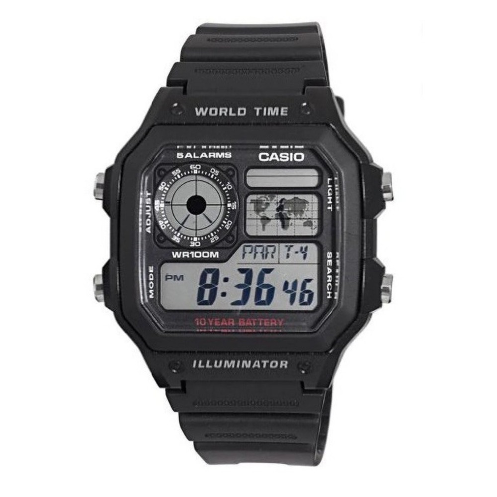 Casio AE1200WHUB-3AV Men's Black Strap World Time Chrono Alarm Digital Watch - Picture 2 of 5